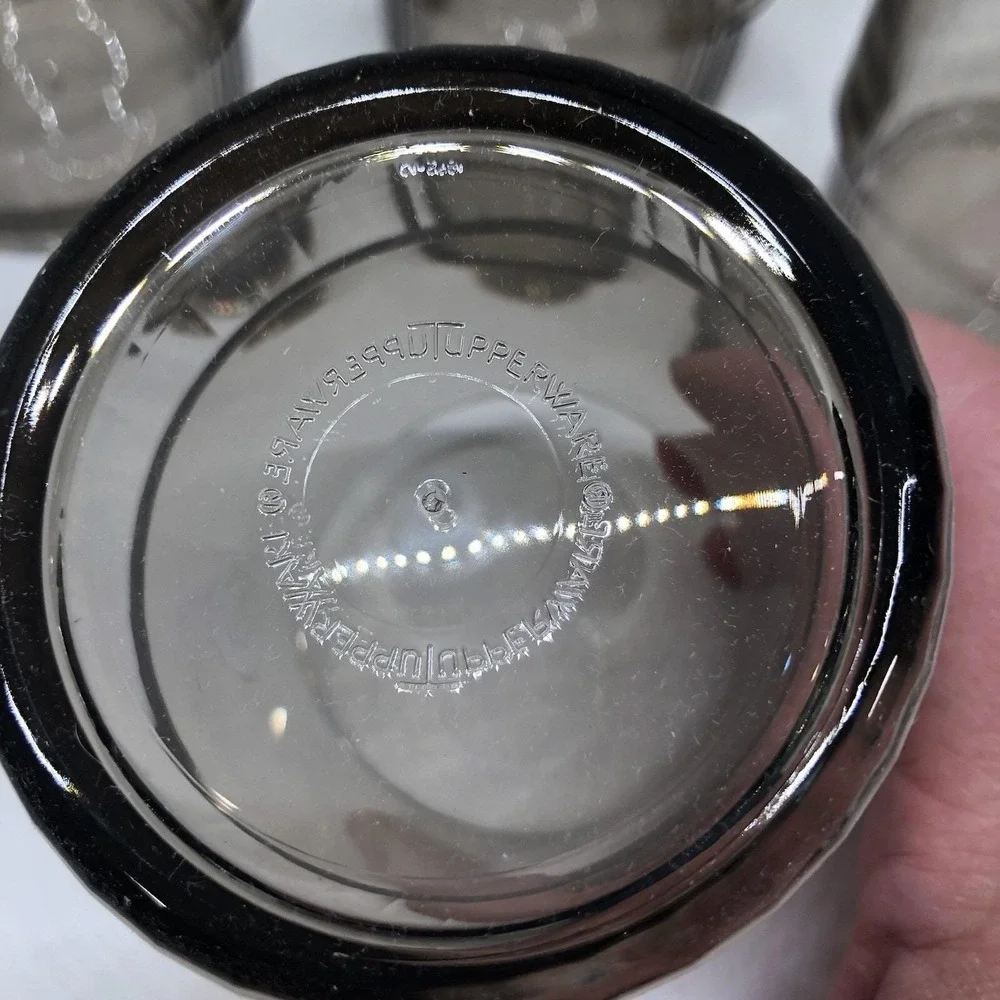 4 TUPPERWARE T84 Acrylic TUMBLERS Preludio Glasses Cups Smoke Gray